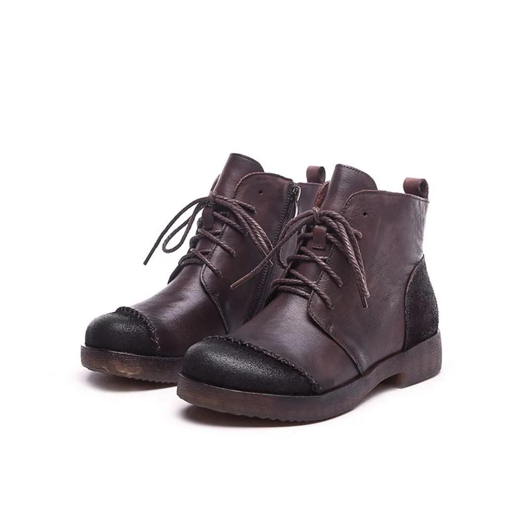 Winter Retro Leather Handmade Short Boots