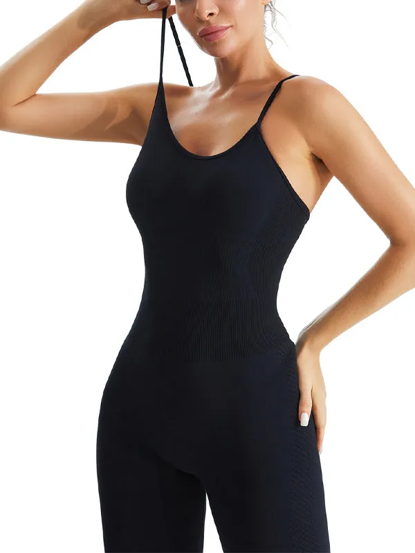 ZASUWA Female Backless U Collar Quick Dry Hip-lift Short Jumpsuit
